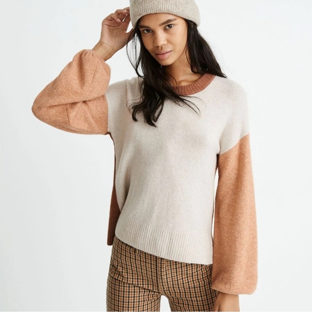 Madewell Payton Colorblock Wool Blend Coziest Yarn Pull Over Sweater Size S
